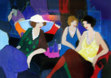 Trio/Cafe Chat Limited Edition Print - Itzchak Tarkay Trio/Cafe Chat Limited Edition Print - Itzchak Tarkay