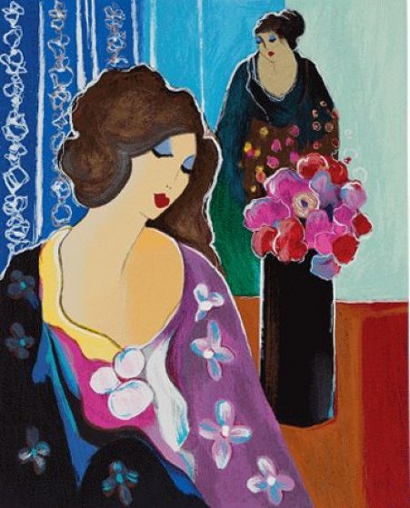 Quiet Reflection 2001 Embellished Limited Edition Print by Itzchak Tarkay Quiet Reflection 2001 Embellished Limited Edition Print by Itzchak Tarkay