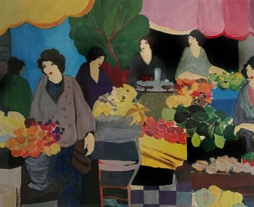 Flower Market 2000 Limited Edition Print - Itzchak Tarkay Flower Market 2000 Limited Edition Print - Itzchak Tarkay