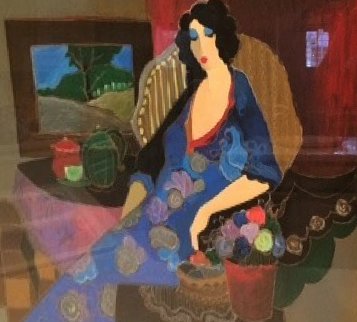Blue Afternoon 2002 Limited Edition Print - Itzchak Tarkay Blue Afternoon 2002 Limited Edition Print - Itzchak Tarkay