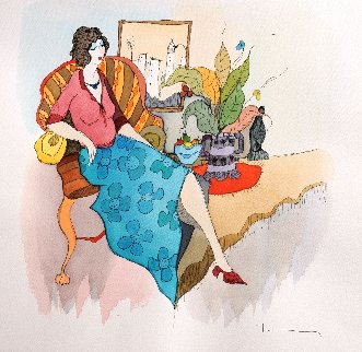 Relaxation Watercolor 2009 17x17 Watercolor - Itzchak Tarkay Relaxation Watercolor 2009 17x17 Watercolor - Itzchak Tarkay