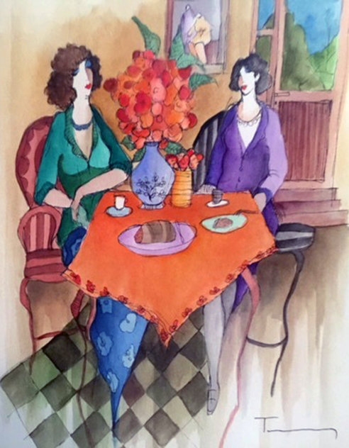 Untitled Ladies Watercolor 2014 24x20 Works on Paper (not prints) by Itzchak Tarkay