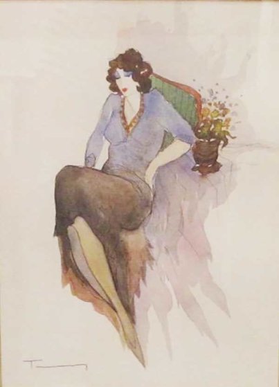 Untitled Woman 2002 35x21 Watercolor by Itzchak Tarkay Untitled Woman 2002 35x21 Watercolor by Itzchak Tarkay