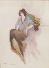 Untitled Woman 2002 35x21 Watercolor by Itzchak Tarkay - 0 Untitled Woman 2002 35x21 Watercolor by Itzchak Tarkay - 0