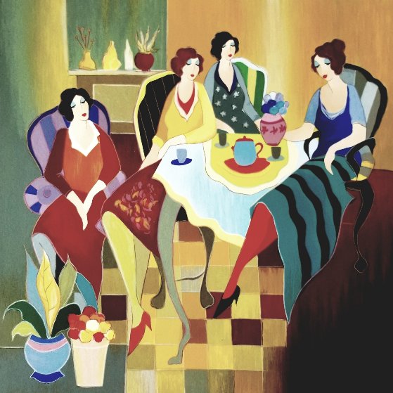 Girls Club 2007 Limited Edition Print by Itzchak Tarkay Girls Club 2007 Limited Edition Print by Itzchak Tarkay