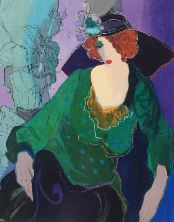 Jeannine With Flowered Hat 1998 Limited Edition Print - Itzchak Tarkay Jeannine With Flowered Hat 1998 Limited Edition Print - Itzchak Tarkay