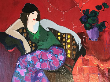Model Posing 1997 Embellished Limited Edition Print - Itzchak Tarkay Model Posing 1997 Embellished Limited Edition Print - Itzchak Tarkay