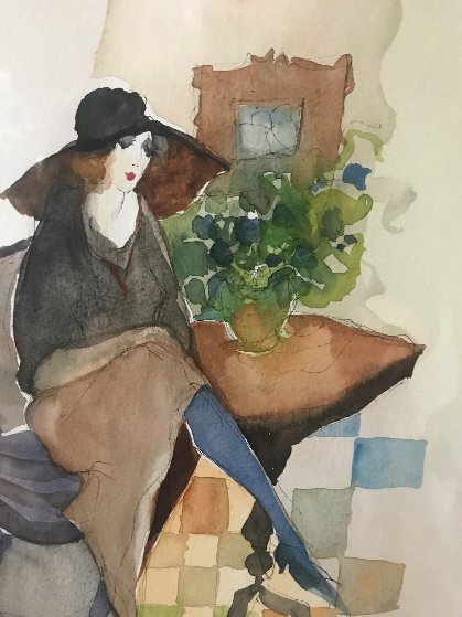 Untitled Watercolor Watercolor by Itzchak Tarkay Untitled Watercolor Watercolor by Itzchak Tarkay