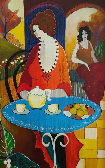 Charlena At Tea 2006 Limited Edition Print by Itzchak Tarkay Charlena At Tea 2006 Limited Edition Print by Itzchak Tarkay