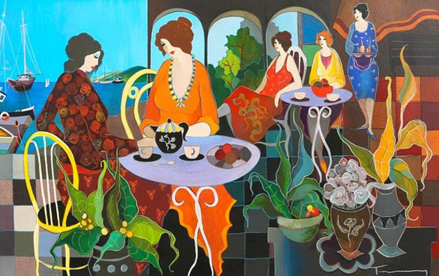 Lunch in the Gardens 2005 Limited Edition Print by Itzchak Tarkay Lunch in the Gardens 2005 Limited Edition Print by Itzchak Tarkay