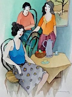 Women in Harmony Watercolor 27x23 Watercolor - Itzchak Tarkay Women in Harmony Watercolor 27x23 Watercolor - Itzchak Tarkay