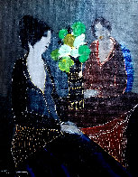 Silent Evening 2001 23x19 Original Painting by Itzchak Tarkay - 0 Silent Evening 2001 23x19 Original Painting by Itzchak Tarkay - 0