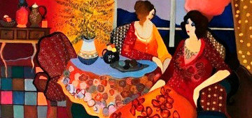 Monica and Louisa 2003 Embellished Limited Edition Print - Itzchak Tarkay Monica and Louisa 2003 Embellished Limited Edition Print - Itzchak Tarkay