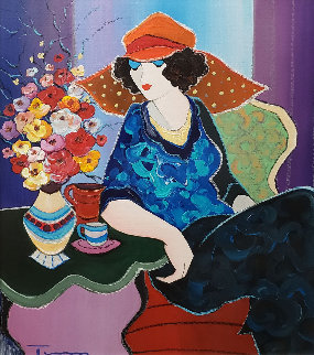 Flowers From Lover 30x25 Original Painting - Itzchak Tarkay Flowers From Lover 30x25 Original Painting - Itzchak Tarkay