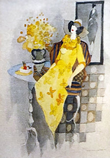 Yellow Daisies Watercolor 29x24 Watercolor - Itzchak Tarkay
