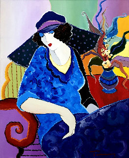 Daydreaming 30x26 Original Painting - Itzchak Tarkay Daydreaming 30x26 Original Painting - Itzchak Tarkay