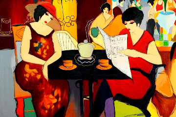 Nicole Reading Herald 2003 Limited Edition Print - Itzchak Tarkay Nicole Reading Herald 2003 Limited Edition Print - Itzchak Tarkay