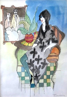 Untitled Watercolor 2002 24x28 Watercolor - Itzchak Tarkay Untitled Watercolor 2002 24x28 Watercolor - Itzchak Tarkay