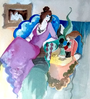 Lady in the Blue Chair 1996 Limited Edition Print - Itzchak Tarkay Lady in the Blue Chair 1996 Limited Edition Print - Itzchak Tarkay