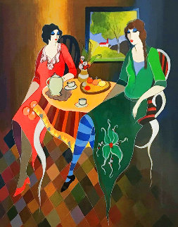Telling Stories 2005 Limited Edition Print - Itzchak Tarkay Telling Stories 2005 Limited Edition Print - Itzchak Tarkay