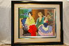 Blond Grace Sitting At a Table With the Dark Haired Girl Alone 1990 Limited Edition Print by Itzchak Tarkay - 1
