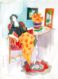 Daily Paper Watercolor 27x23 Watercolor - Itzchak Tarkay Daily Paper Watercolor 27x23 Watercolor - Itzchak Tarkay