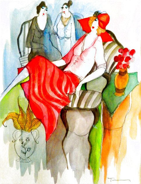 Untitled #31 Watercolor 11x15 Watercolor by Itzchak Tarkay