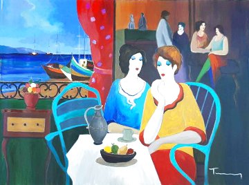 Untitled Painting (Jaffa Women) 1998 38x51 Huge Original Painting - Itzchak Tarkay Untitled Painting (Jaffa Women) 1998 38x51 Huge Original Painting - Itzchak Tarkay