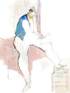 Self Portrait 1987 23x30 large and Rare Original Painting - Itzchak Tarkay Self Portrait 1987 23x30 large and Rare Original Painting - Itzchak Tarkay
