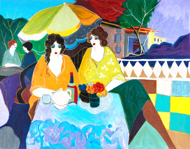 On the Terrace 1987 - Huge 38x45 Limited Edition Print by Itzchak Tarkay