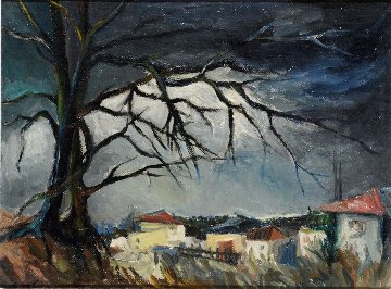 My Neighborhood 1960 9x12 Original Painting - Itzchak Tarkay My Neighborhood 1960 9x12 Original Painting - Itzchak Tarkay