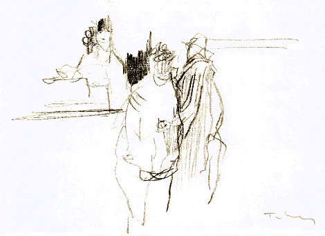 Coffee Shop 1992 8x12 Drawing - Itzchak Tarkay