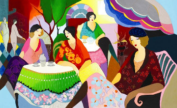 Monday Chat 2014 Super Huge Limited Edition Print - Itzchak Tarkay Monday Chat 2014 Super Huge Limited Edition Print - Itzchak Tarkay