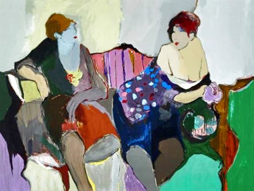 Two Women on a Sofa 1980 Limited Edition Print - Itzchak Tarkay Two Women on a Sofa 1980 Limited Edition Print - Itzchak Tarkay