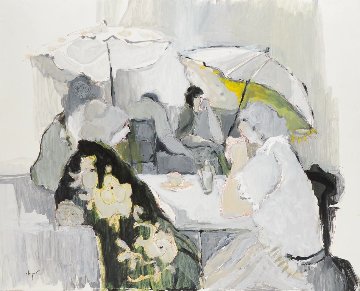 Tea Time 1984 23x30 Original Painting - Itzchak Tarkay Tea Time 1984 23x30 Original Painting - Itzchak Tarkay