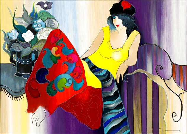 Floral Encounter 2006 Embellished Serigraph 28x38 by Itzchak