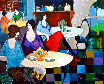 Afternoon Tea Limited Edition Print - Itzchak Tarkay Afternoon Tea Limited Edition Print - Itzchak Tarkay