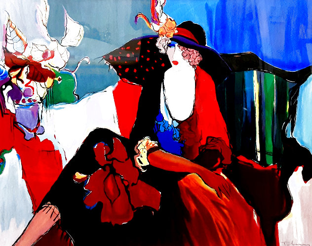 Lady in Red II Huge Limited Edition Print by Itzchak Tarkay