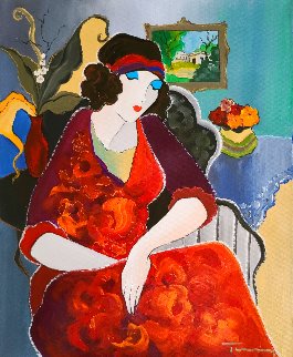 Anna 26x22 Original Painting - Itzchak Tarkay Anna 26x22 Original Painting - Itzchak Tarkay
