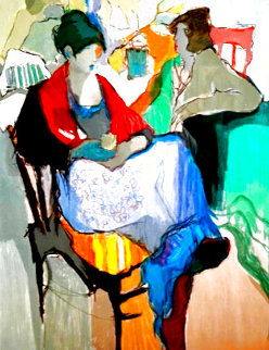 Woman Sitting 1980 Super Huge Limited Edition Print - Itzchak Tarkay Woman Sitting 1980 Super Huge Limited Edition Print - Itzchak Tarkay
