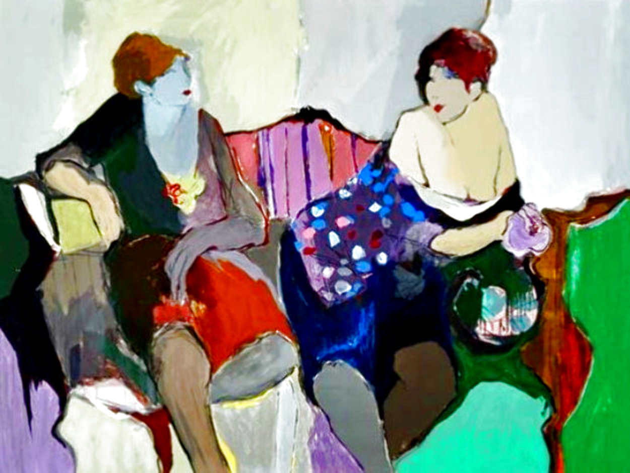 Two Women on a Sofa 1980 Limited Edition Print by Itzchak Tarkay Two Women on a Sofa 1980 Limited Edition Print by Itzchak Tarkay