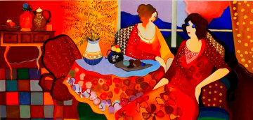 Monica and Louisa 2003 Super Huge Limited Edition Print - Itzchak Tarkay Monica and Louisa 2003 Super Huge Limited Edition Print - Itzchak Tarkay