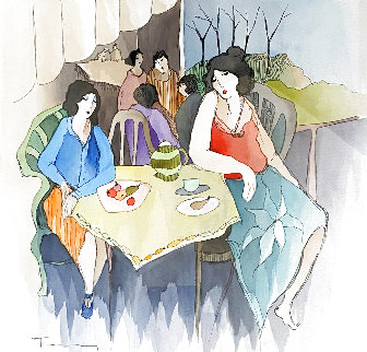 Multiple Gatherings Watercolor 2006 28x28 Watercolor - Itzchak Tarkay Multiple Gatherings Watercolor 2006 28x28 Watercolor - Itzchak Tarkay