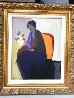 Seated Woman with Vase of Flowers 1990 20x16 Original Painting by Itzchak Tarkay - 1