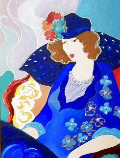 Blue Dress II 2003 Limited Edition Print - Itzchak Tarkay Blue Dress II 2003 Limited Edition Print - Itzchak Tarkay