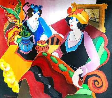 Fashionable Woman 2010 32x36 Original Painting - Itzchak Tarkay Fashionable Woman 2010 32x36 Original Painting - Itzchak Tarkay