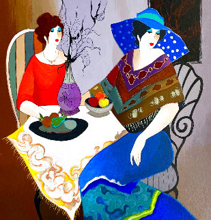 Untitiled Portrait of Two Women Limited Edition Print - Itzchak Tarkay Untitiled Portrait of Two Women Limited Edition Print - Itzchak Tarkay