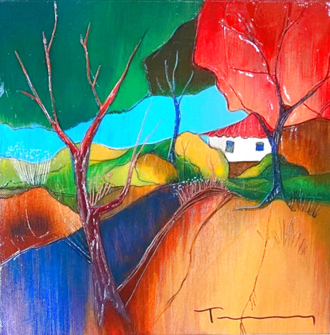 French Chateau 2008 - Framed Embellished Serigraph on Canvas Limited Edition Print - Itzchak Tarkay