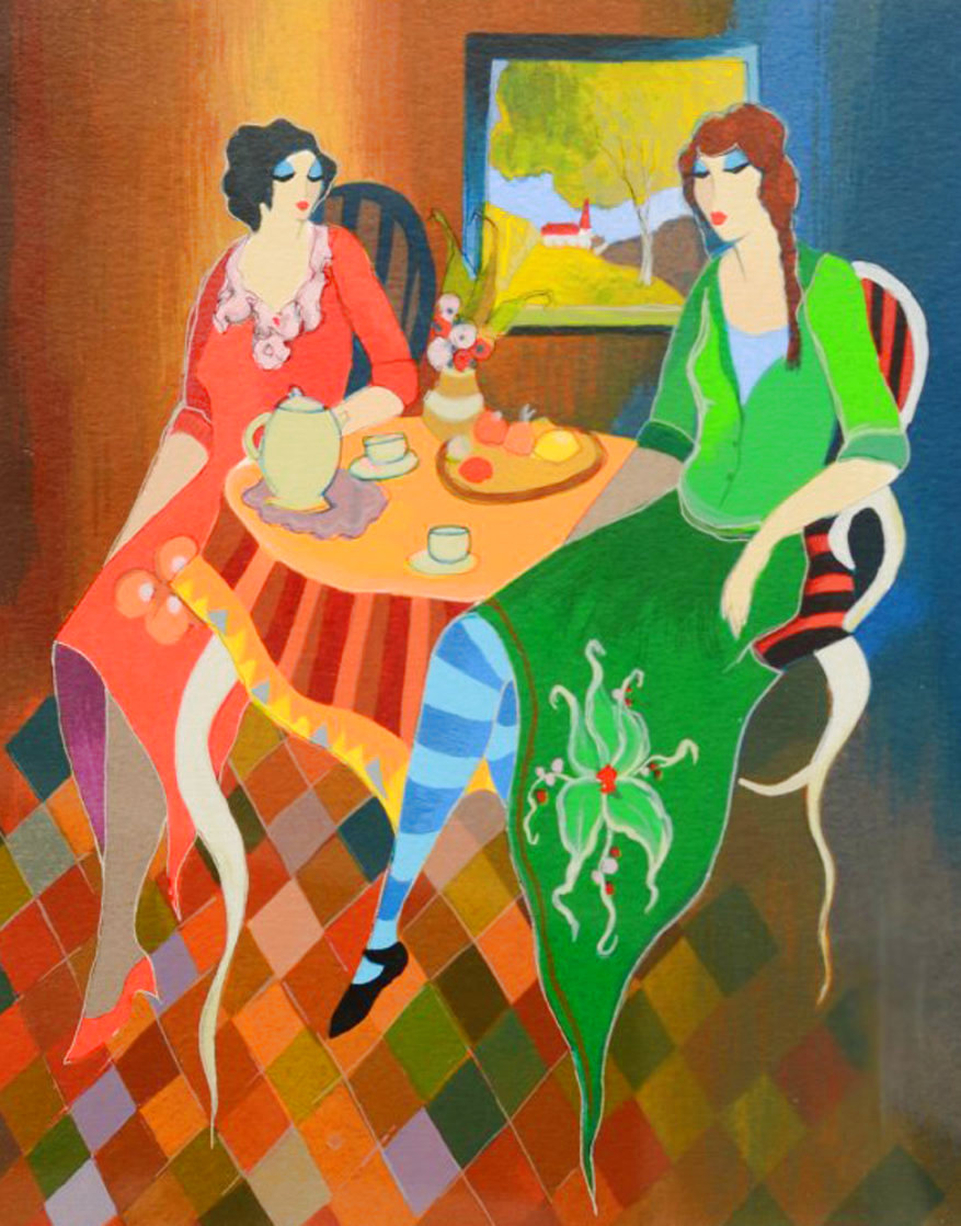 Telling Stories 2002 Limited Edition Print by Itzchak Tarkay Telling Stories 2002 Limited Edition Print by Itzchak Tarkay