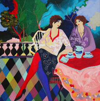 Untitled Cafe Scene 1998 Limited Edition Print - Itzchak Tarkay Untitled Cafe Scene 1998 Limited Edition Print - Itzchak Tarkay